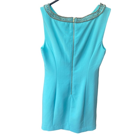 Lilly Pulitzer Shorely Blue Sleeveless Beaded Lane Shift Dress  Size 2 - Picture 4 of 8
